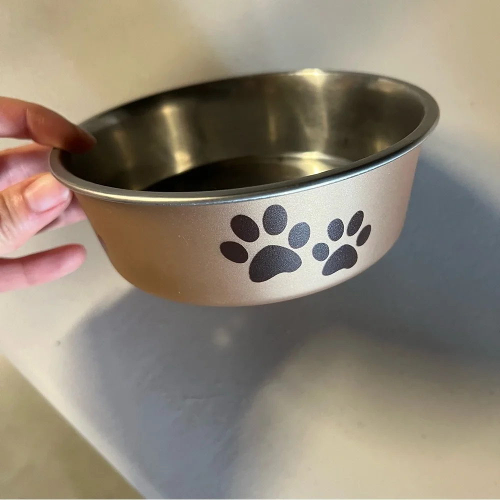 Rose Gold Champagne Round Dog Food Water Bowl 1.90 Cup / 450 mL EUC